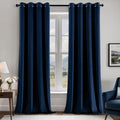 EMEMA Navy Blue Velvet Curtains 90 in Length - Luxury Blackout Drapes