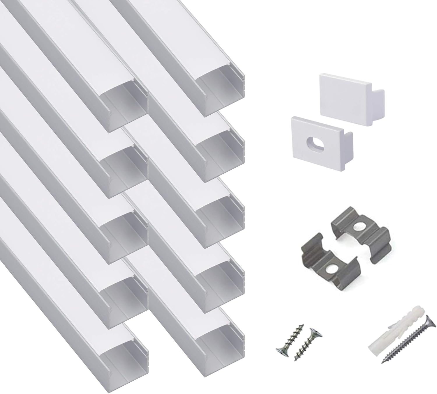 10-Pack 3.3ft Plus-Size U Shape LED Aluminum Channel System