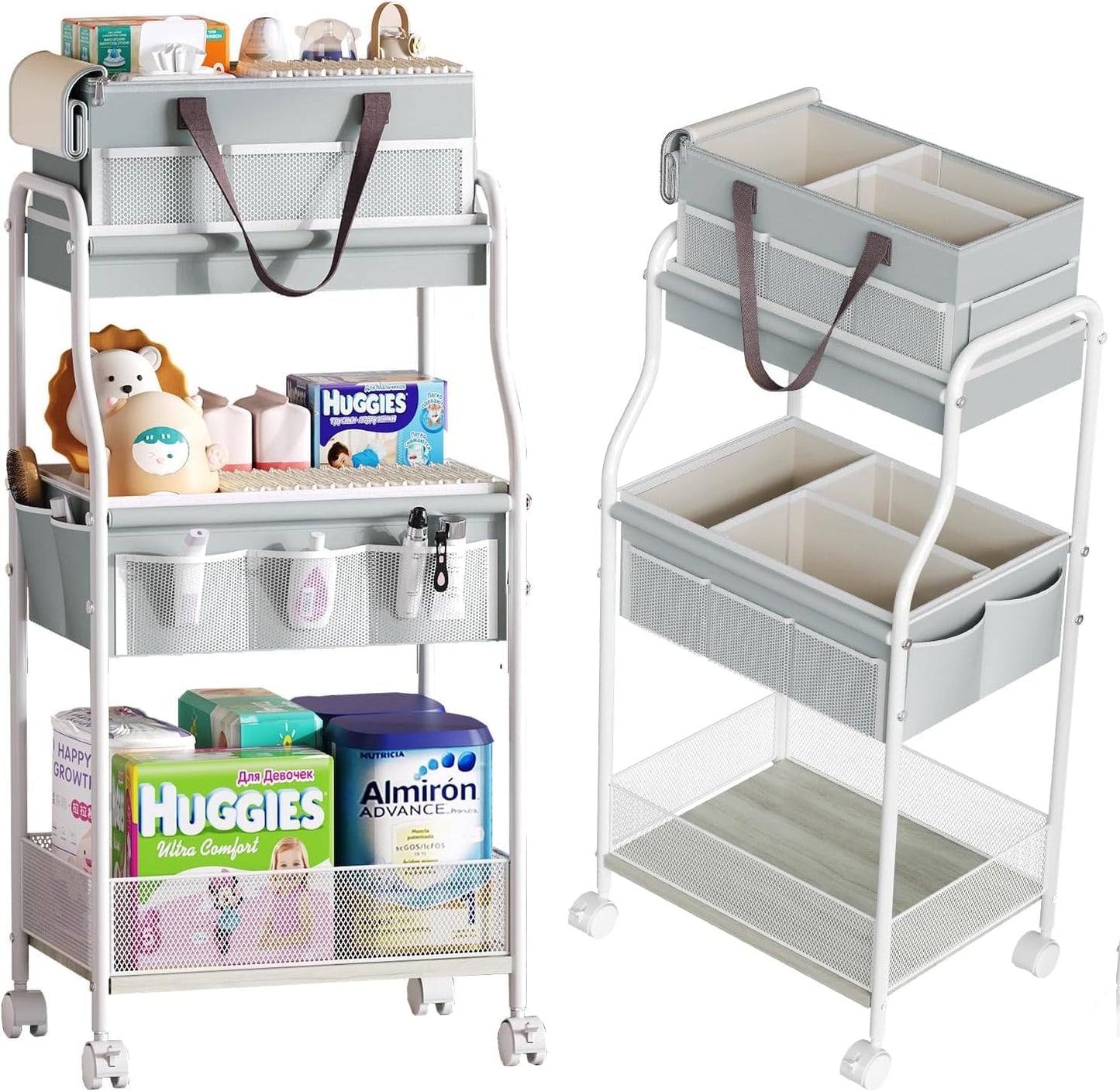 2 In1 Baby Diaper Caddy Organizer & Storage Cart for Essentials