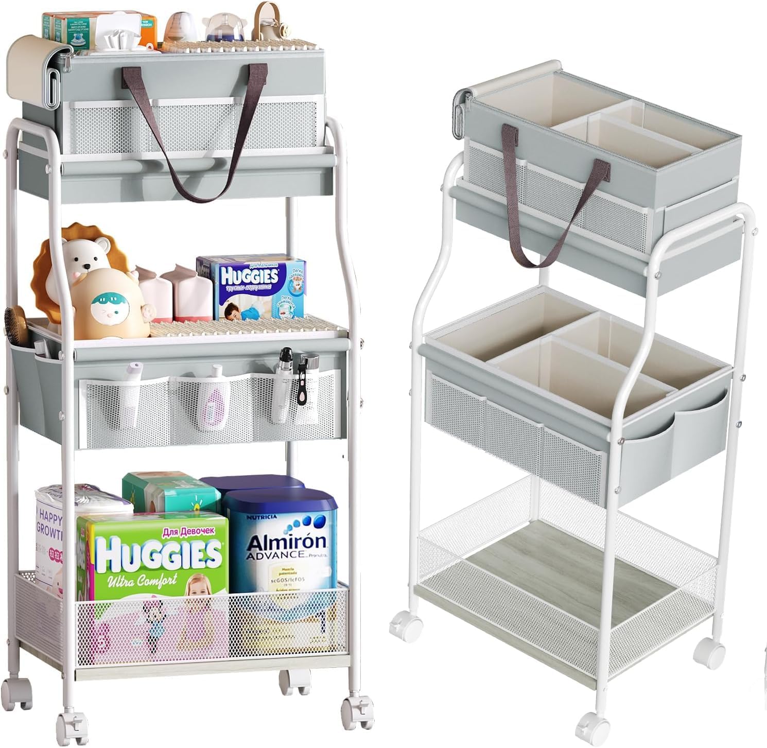 2 In1 Baby Diaper Caddy Organizer & Storage Cart for Essentials