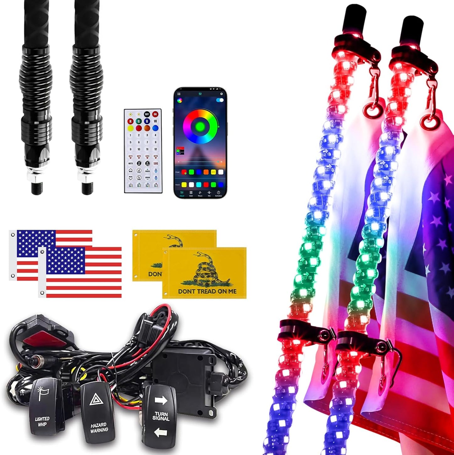 ZIMABLUE 3FT Whip Lights for Side by Side with Remote Control