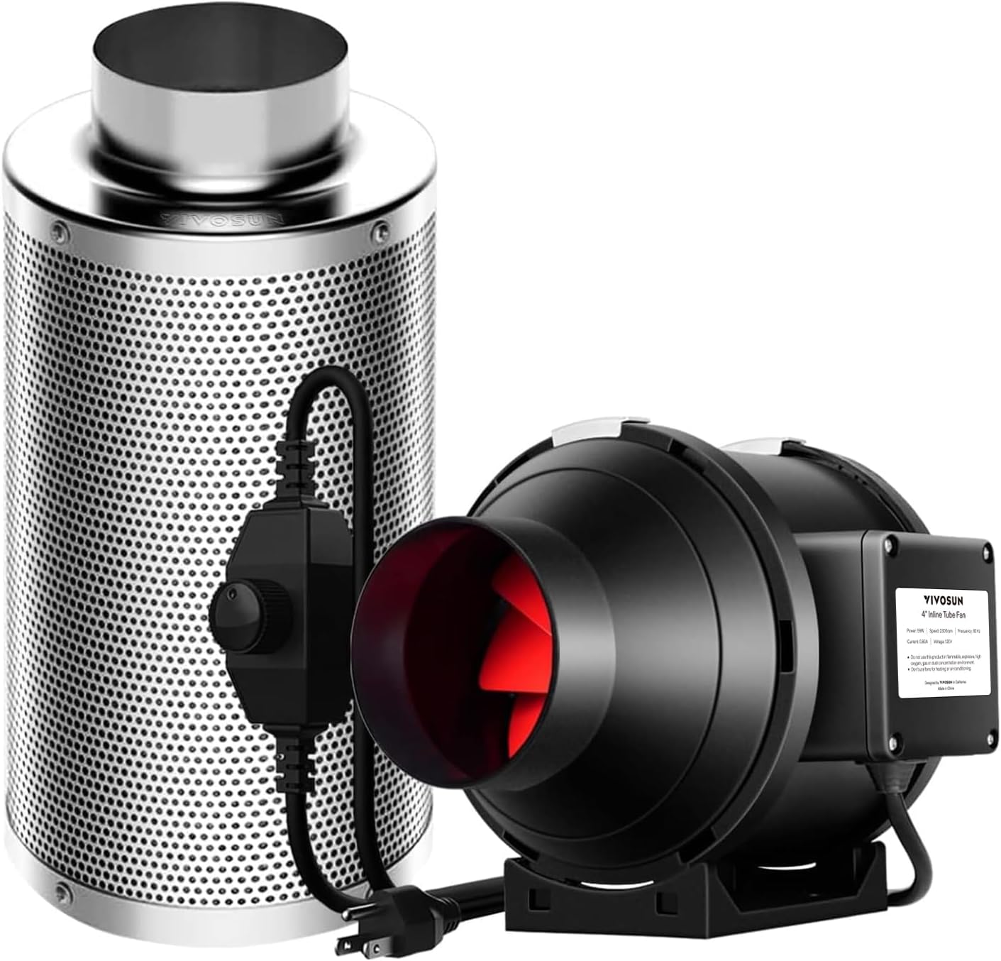 VIVOSUN Ventilation Kit with 4 Inch Inline Duct Fan and Filter