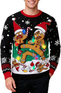Light Up Ugly Christmas Sweater for Men Women - Funny LED Knit