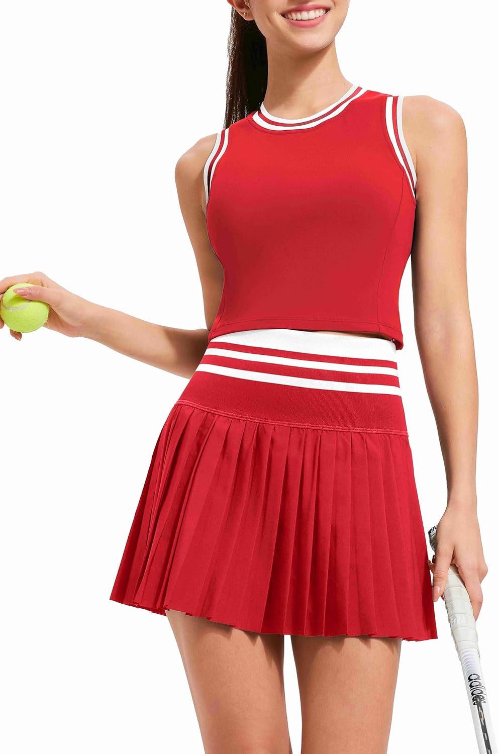 Two Piece Tennis Skirt Set for Women with Built-in Shorts