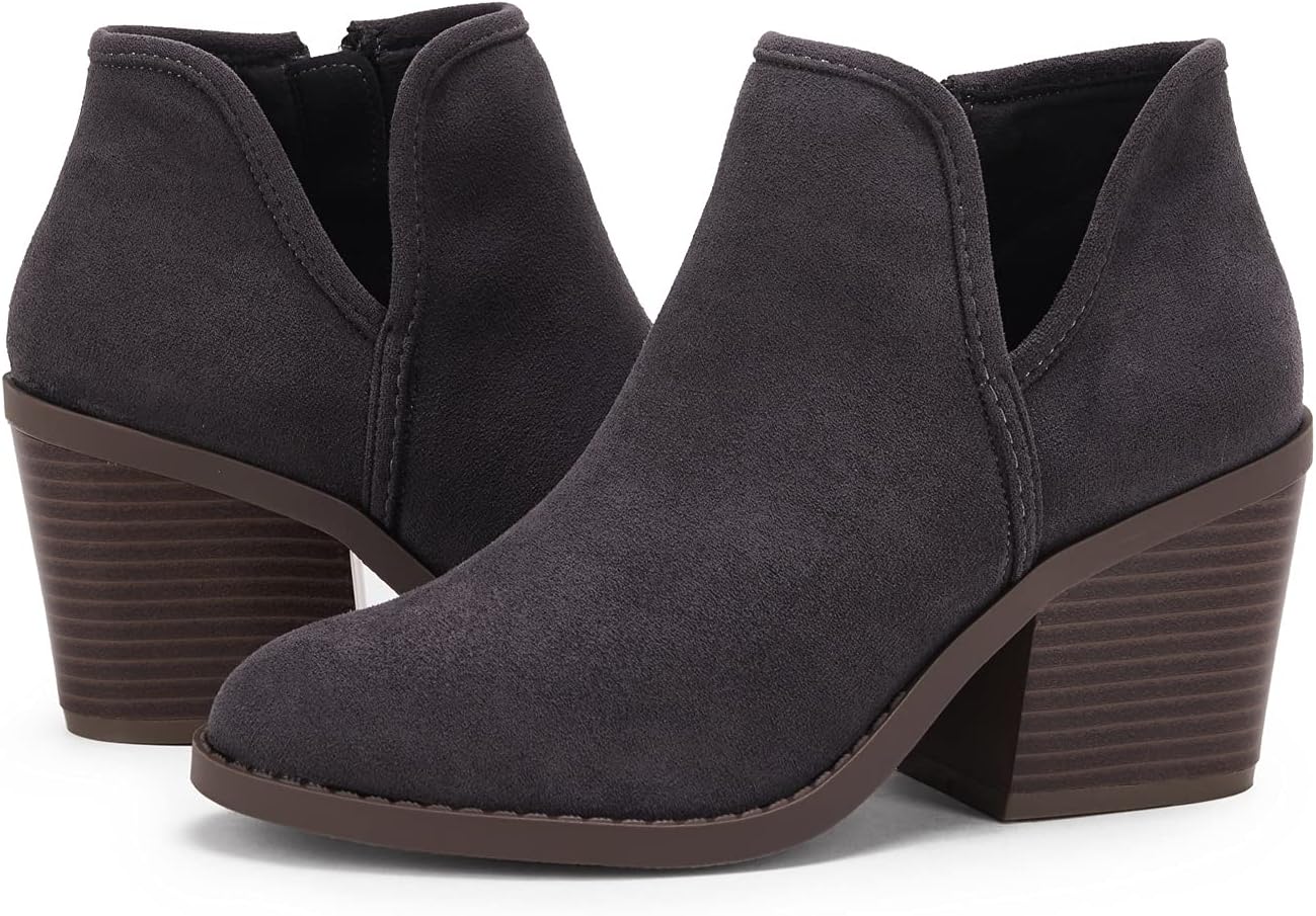 Stylish Womens Ankle Boots with Chunky Stacked Heel Design