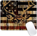 Wood Grain American Flag Hunting Deer Mouse Pad - Custom Desk Mat