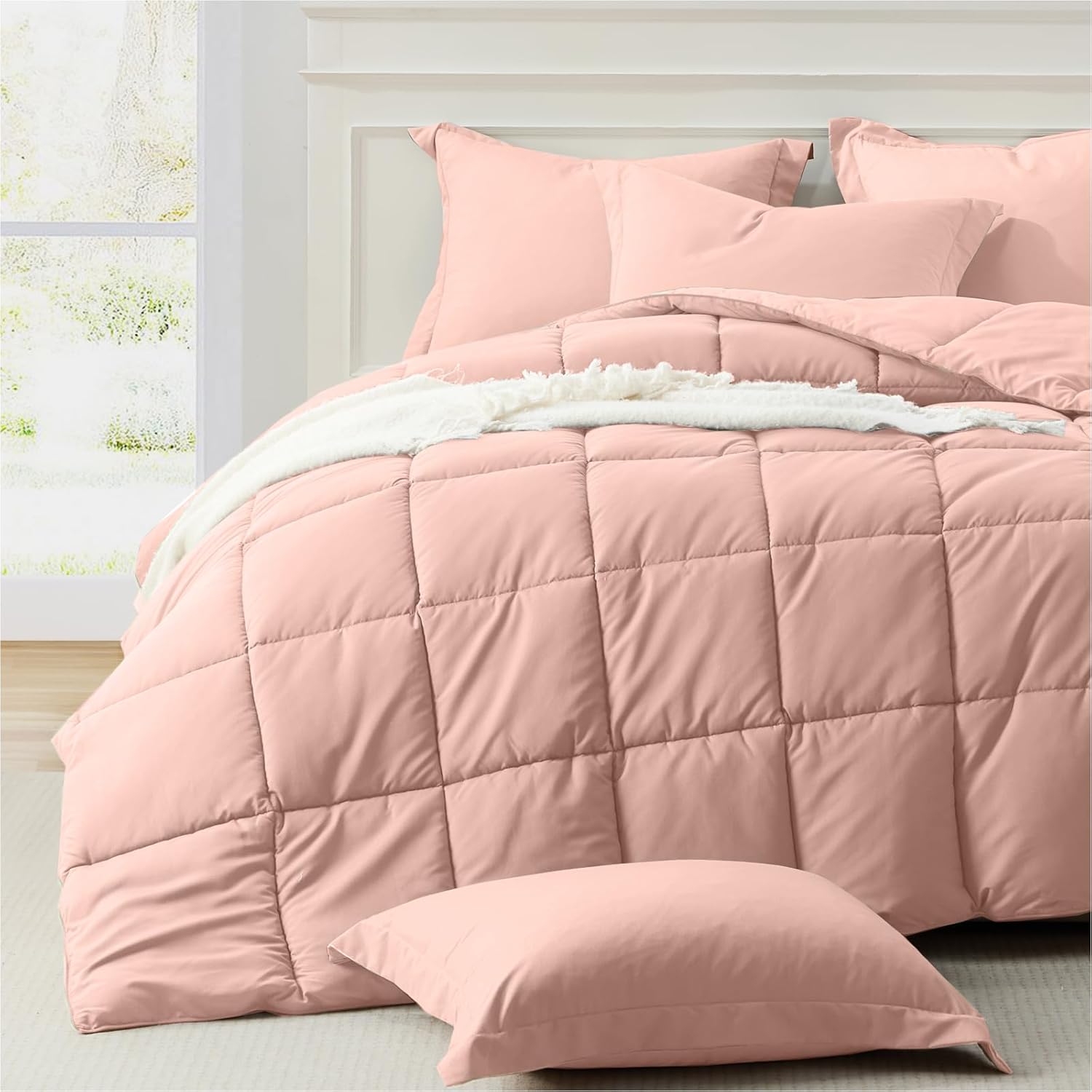 Pink Comforter Set Queen Size - Soft Lightweight All Season