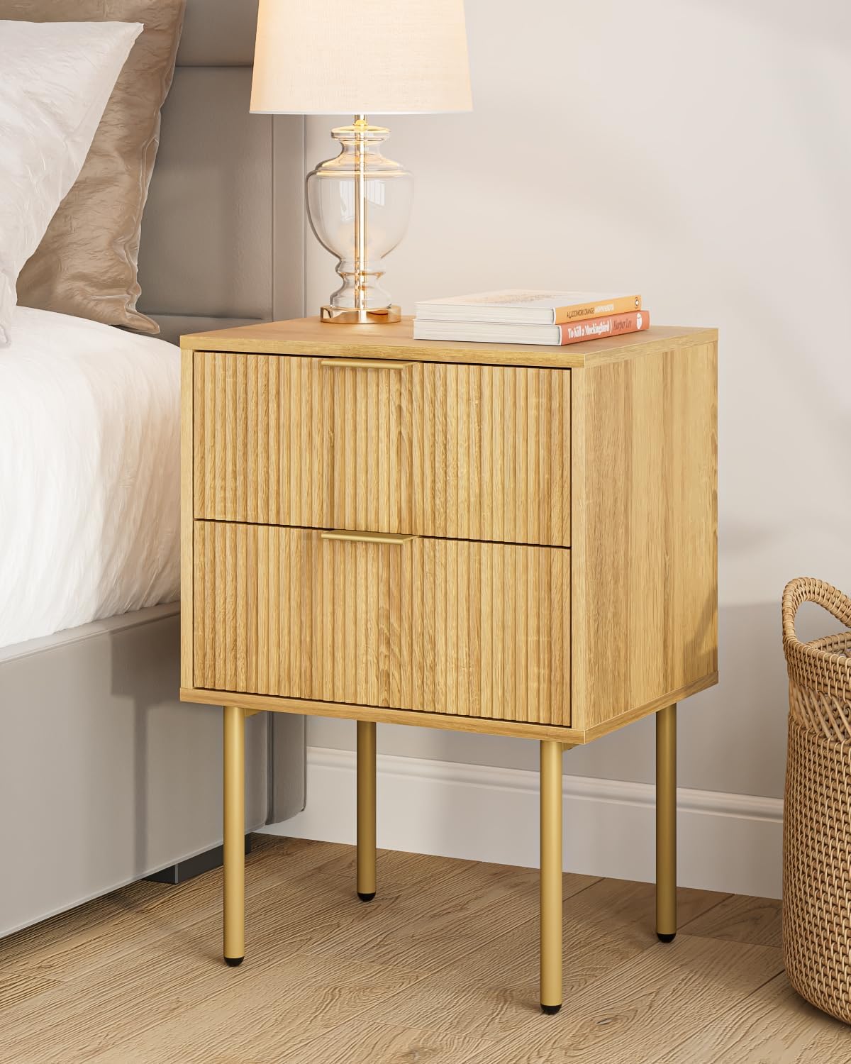 Masupu Night Stand with 2 Storage Drawers for Modern Spaces