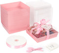 Pink 7 x 7 x 2.6 in Charcuterie Boxes 50 Pack - Clear Lids