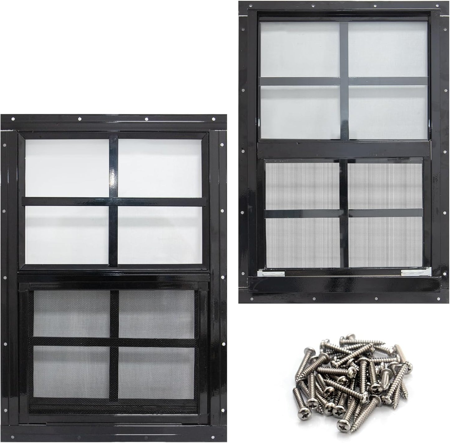 NeatiEase 2 Pack Shed Windows with Black Frame for Versatile Use