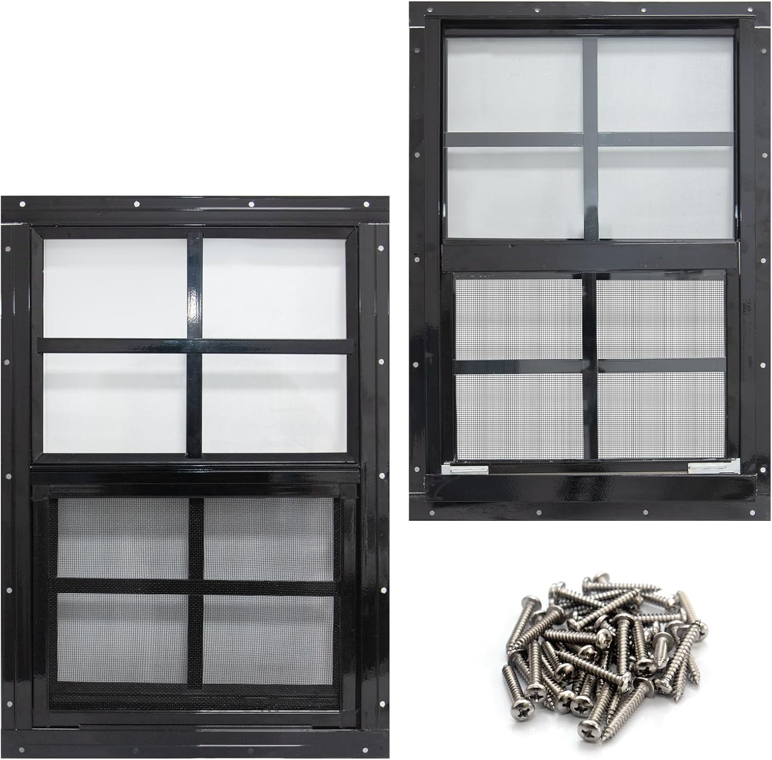 NeatiEase 2 Pack Shed Windows with Black Frame for Versatile Use