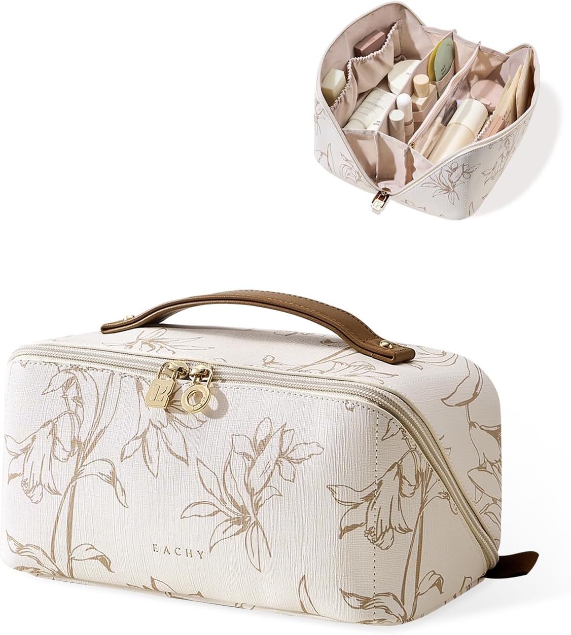 EACHY Travel Makeup Bag - Large Capacity Waterproof Pouch