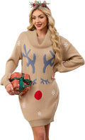 SunnyMelody Womens Christmas Ugly Sweater Dress - Cozy Oversized Fit