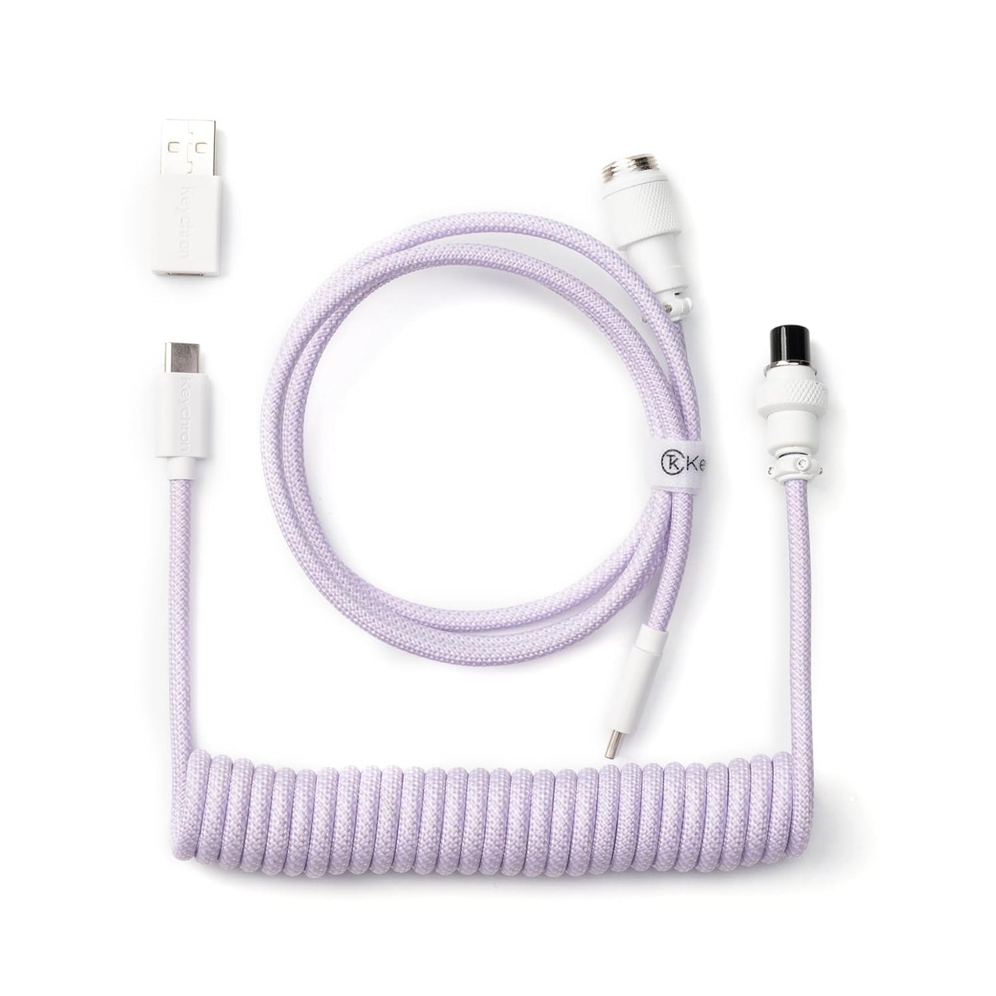 Keychron Custom Coiled Aviator Cable, Light Purple, Durable & Versatile