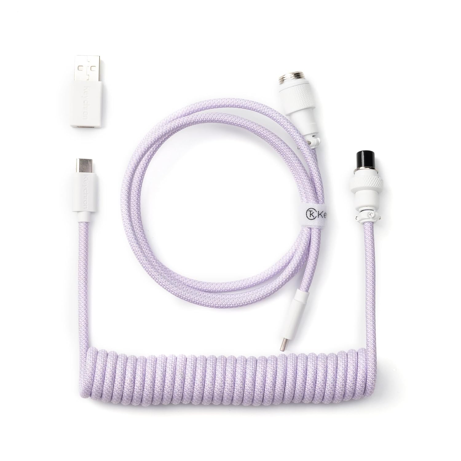 Keychron Custom Coiled Aviator Cable, Light Purple, Durable & Versatile