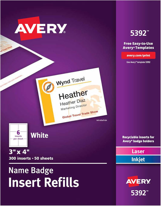 Avery Name Badge Inserts for Professional Customization
