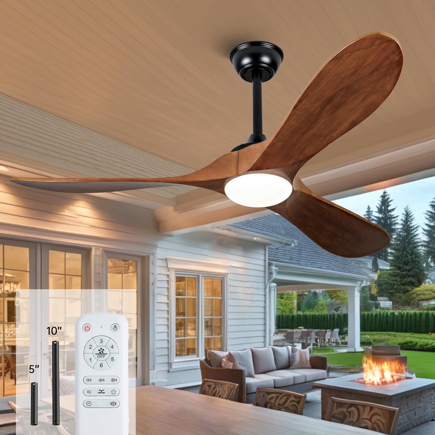 52 Inch Ceiling Fans with Lights and Remote for Indoor Outdoor