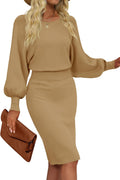 Stylish Long Puff Sleeve Bodycon Dress for Women by MIROL