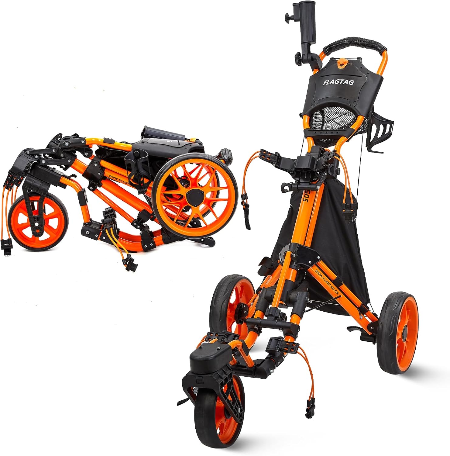 Flagtag 3-Wheel Golf Cart: Swivel, Foldable, Brake