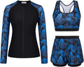 JASAMBAC Women's 3 Piece Rash Guard Long Sleeve Swimsuits