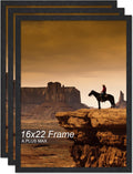 16x22 Picture Frame Set of 3 - Lightweight Black Engineered Wood