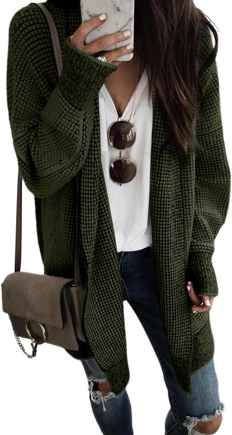 Oversized Checkered Cardigan Sweaters for Women by Sidefeel
