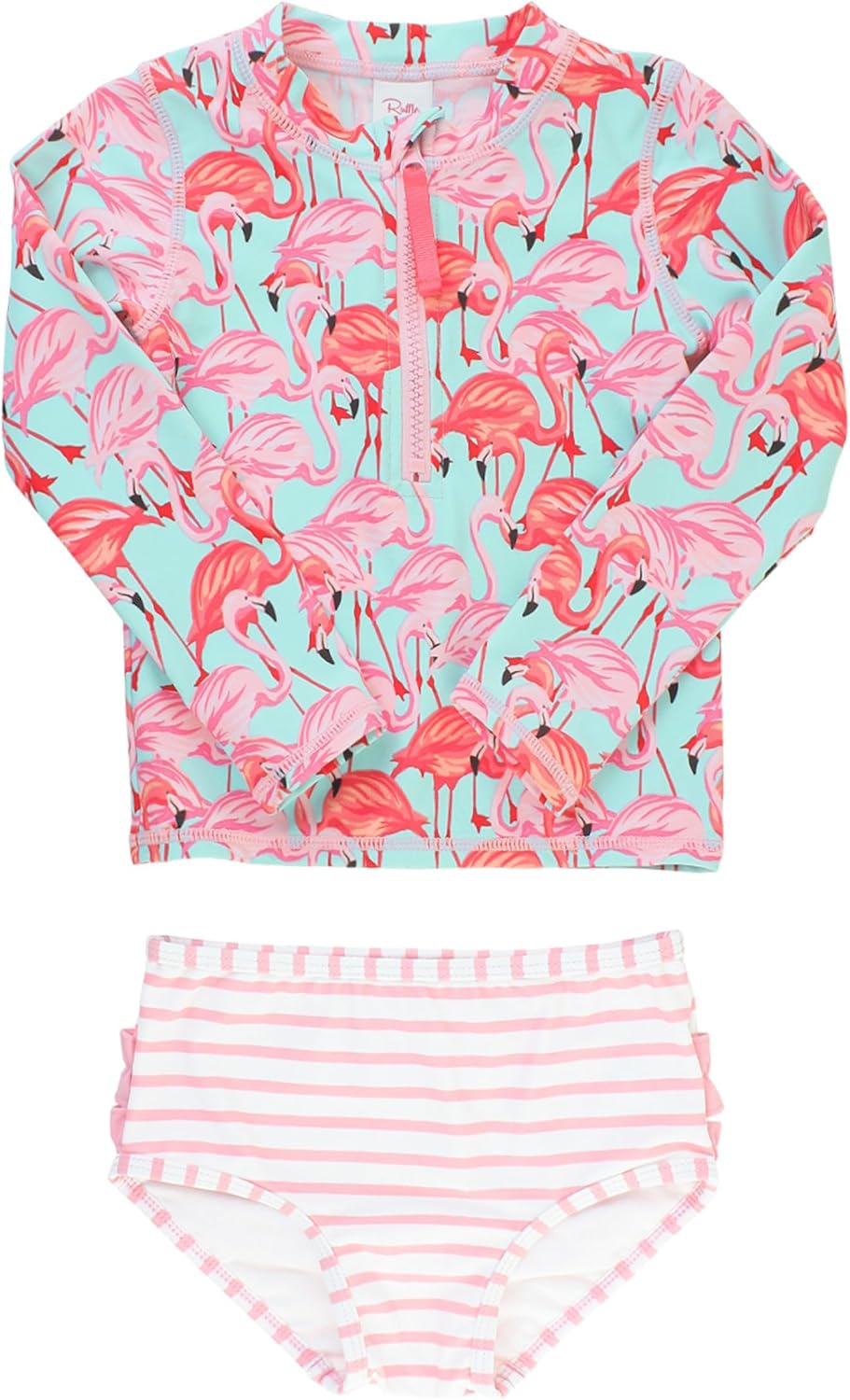 RuffleButts Baby/Toddler Girls Long Sleeve Rash Guard Swimsuit
