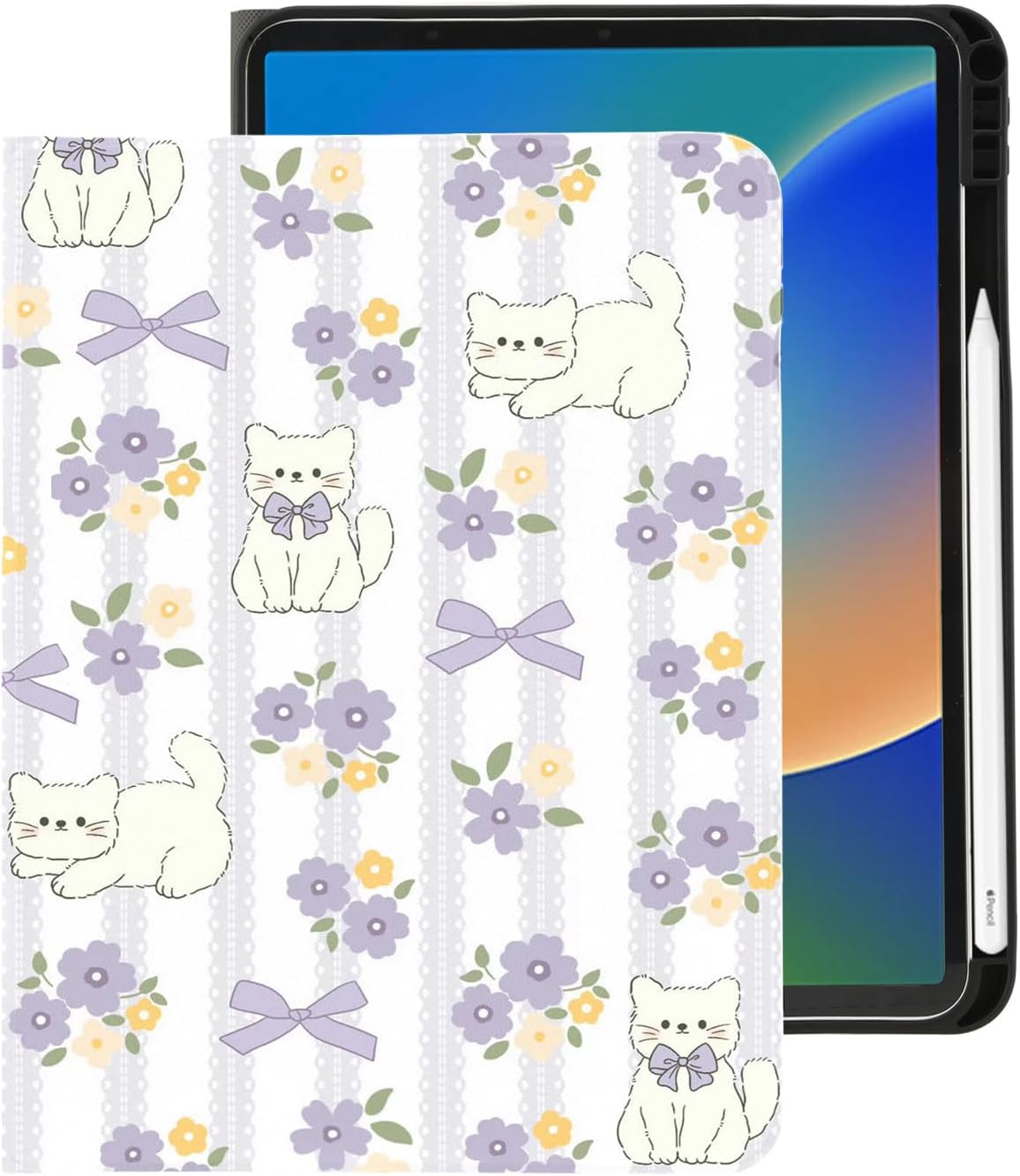 Cute Kawaii Kitten Bow Case for iPad Pro 11 Inch with Pencil Holder