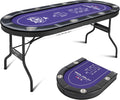 8 Player Poker Table Foldable Texas Holdem Table - Portable 71 in
