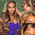 13x6 Honey Blonde Ombre Lace Front Wig Human Hair - Highlight Body