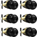 Probrico 6 Pack Black Interior Door Knobs - Matte Black Privacy Set