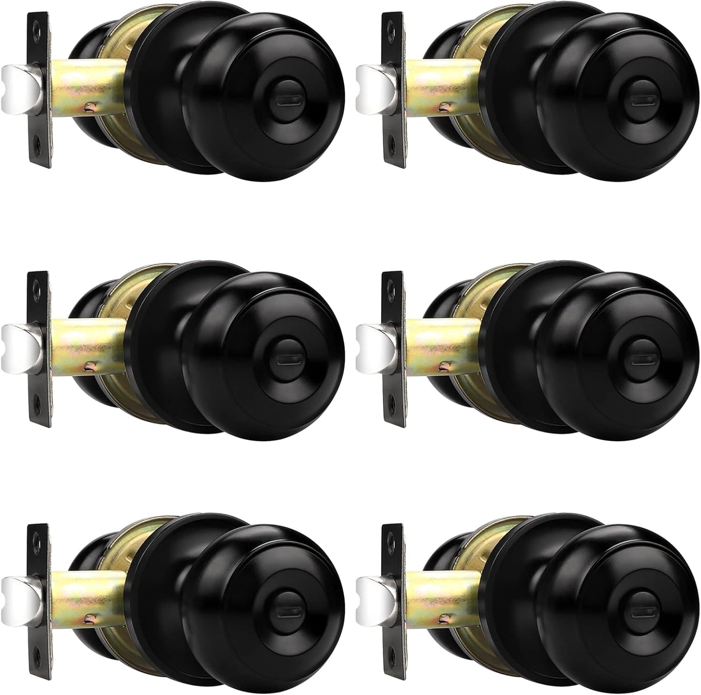 Probrico 6 Pack Black Interior Door Knobs for Privacy Use