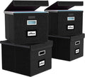 Portable File Organizer Boxes Set of 4 - Collapsible Linen Hanging
