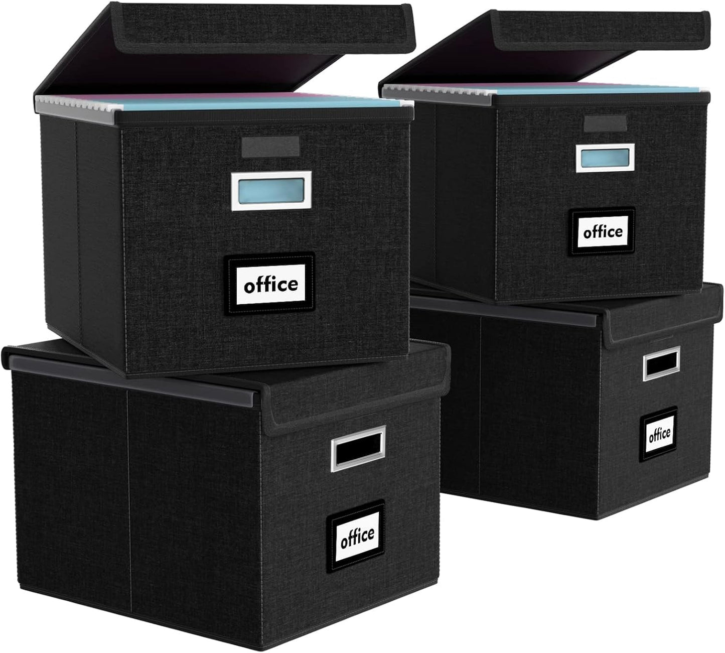 Huolewa Portable File Organizer Boxes Set of 4 for Home Office