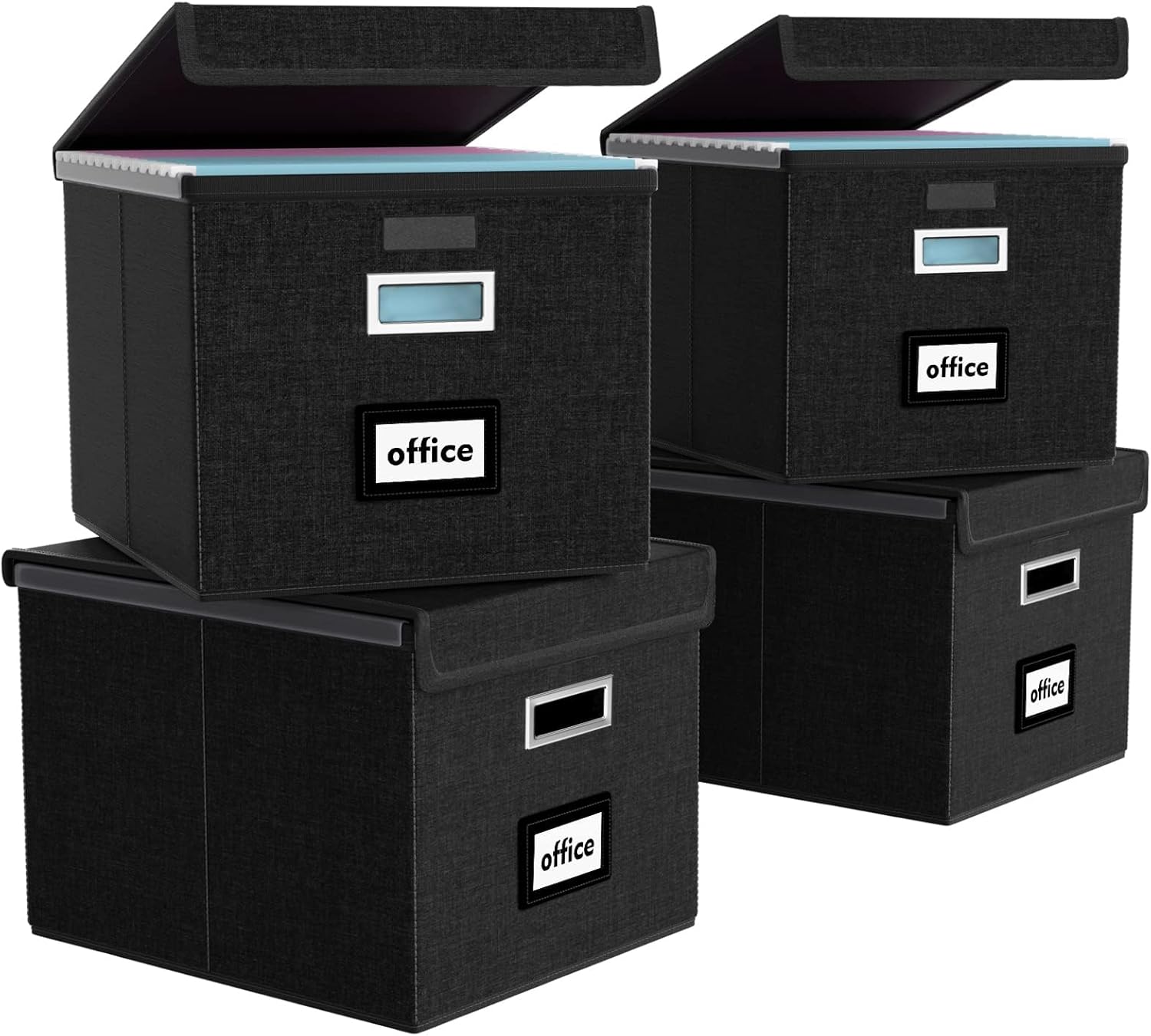 Huolewa Portable File Organizer Boxes Set of 4 for Home Office