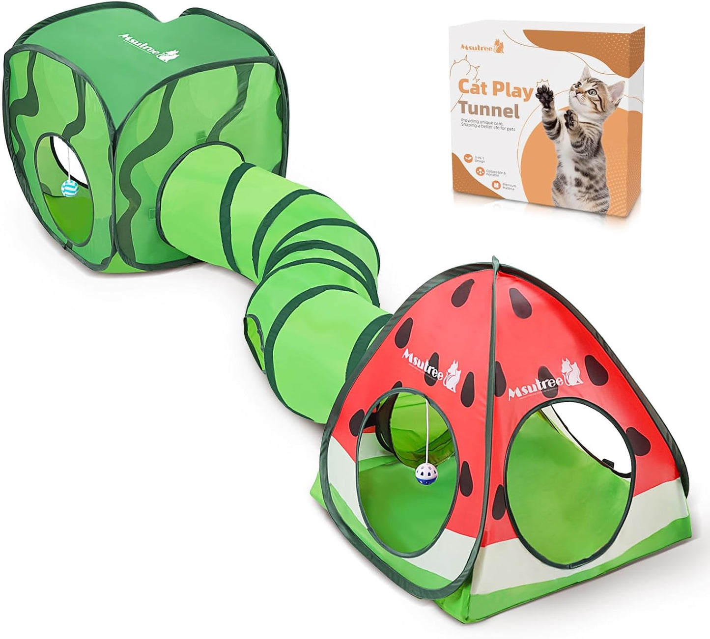 Interactive Cat Tunnel Combo Set - Hide, Hunt, Rest!