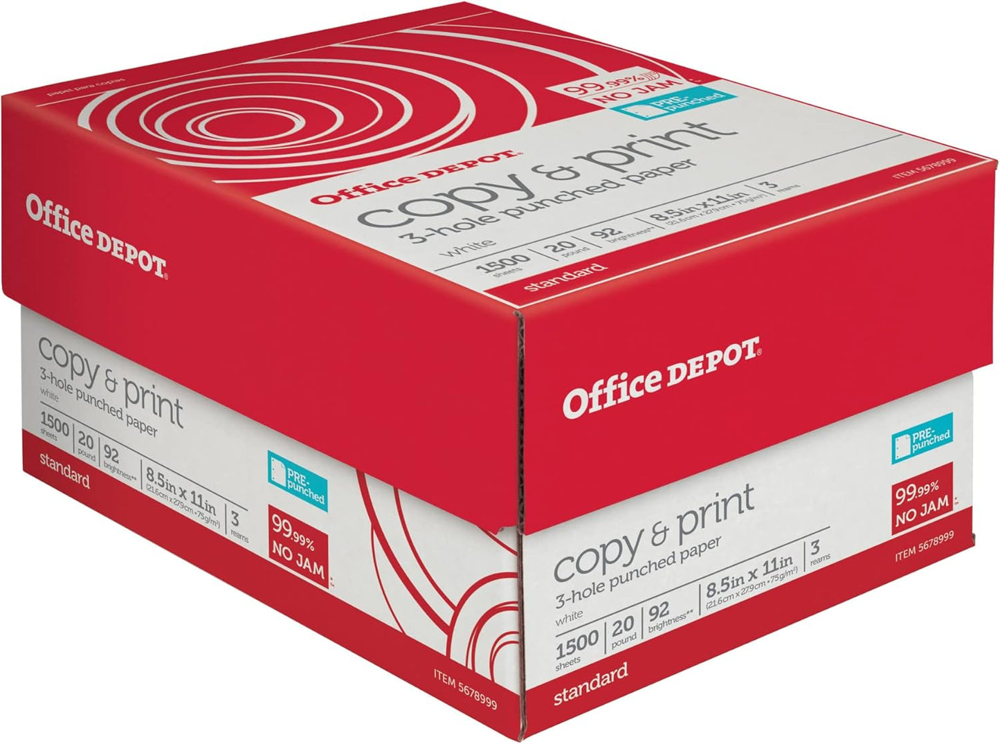 Office Depot 3-Ream Multi-Use Copy Paper: 1500 Sheets, 20lb, 92 Bright