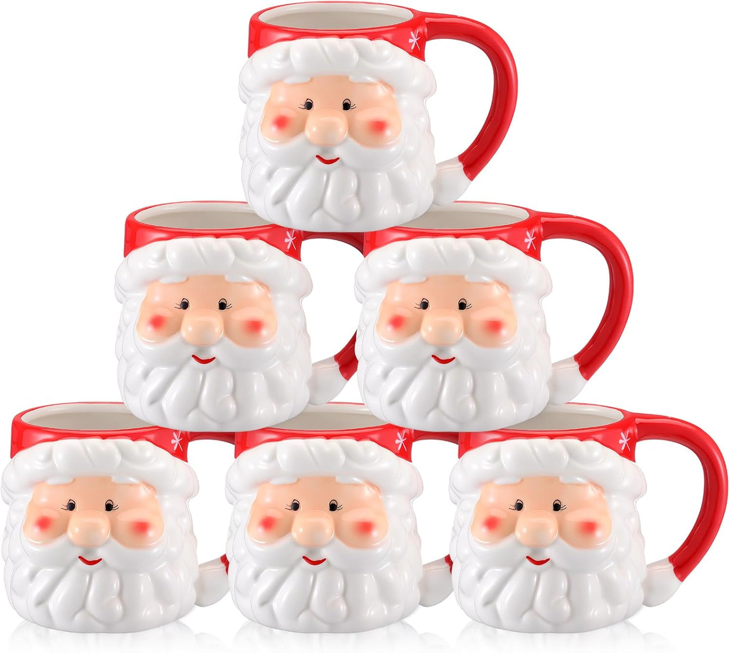 Sliner 6 Pcs Christmas Santa Coffee Mugs for Holiday Cheer