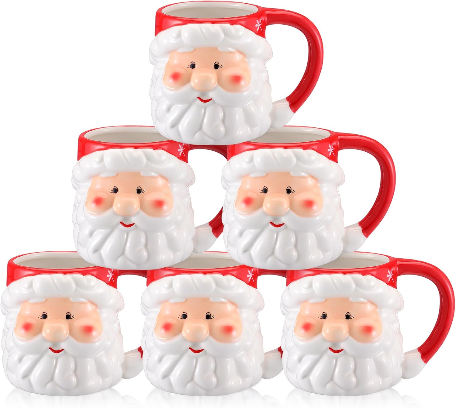 Sliner 6 Pcs Christmas Santa Coffee Mugs for Holiday Cheer