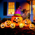 8 ft Halloween Inflatable Pumpkins Set with Witch Hat - Bright Yard