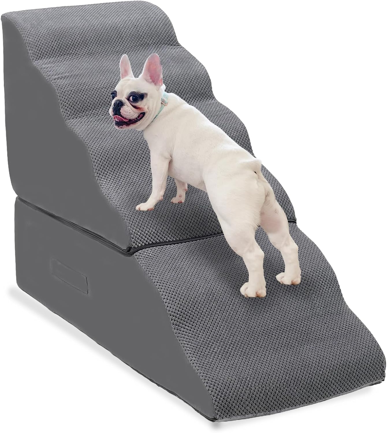 Dog Stairs for High Beds 6-Step Foam Steps for Pets Grey