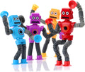 sensory robot pop tube toys 4pk - tactile fidget set for kids ages