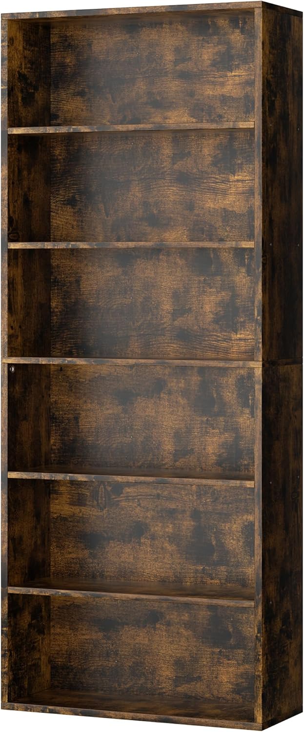 6-Tier Open Bookcase for Home Office and Living Room Storage