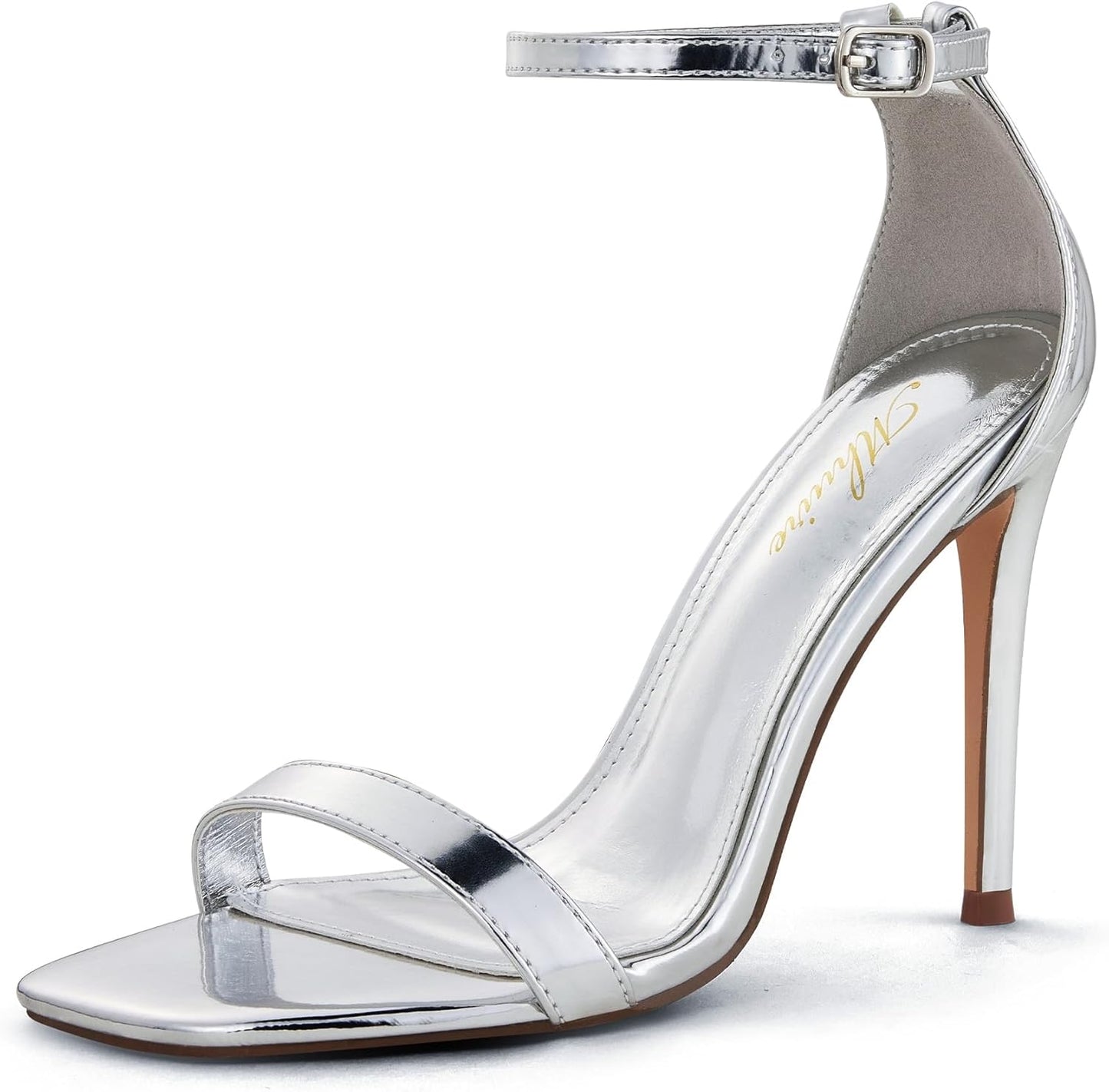 Stylish 4 IN Square Open Toe Ankle Strap Stiletto Heels
