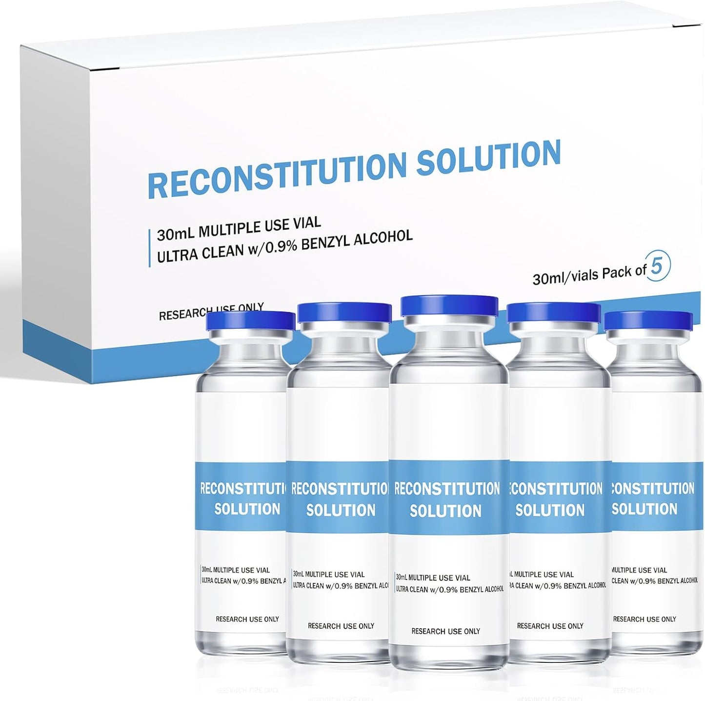 Reconstitution 30 ml Premium Glass Vials - Durable 5 Pack Set