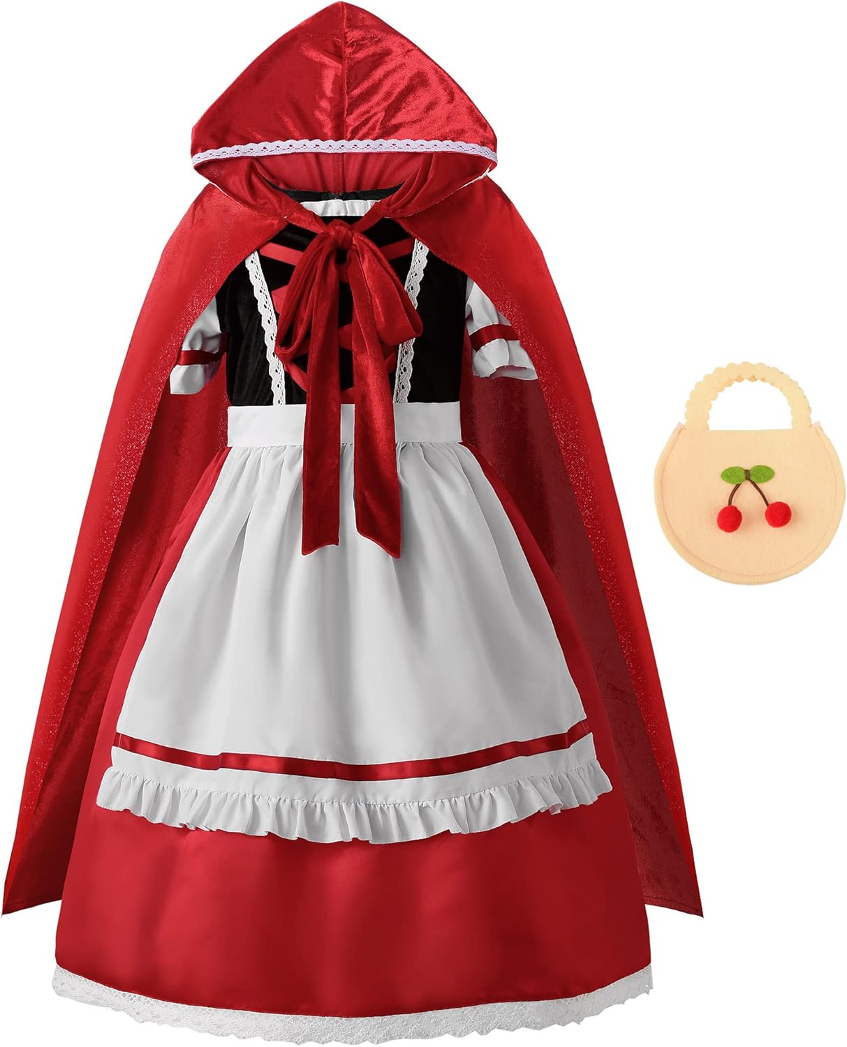 Deluxe Girls Costume with Cloak and Apron for Halloween Fun