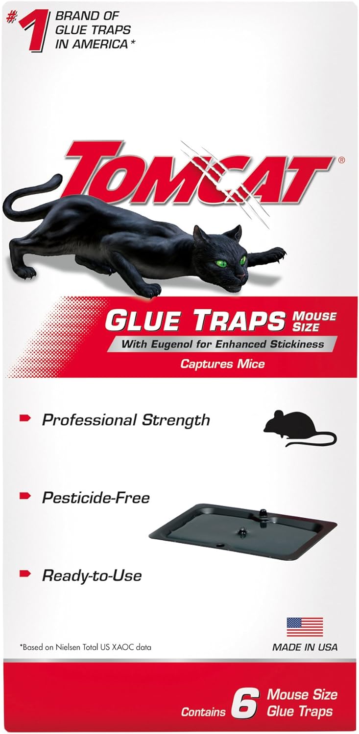 Tomcat Mouse Glue Traps with Eugenol, Super Sticky, 6 Pk