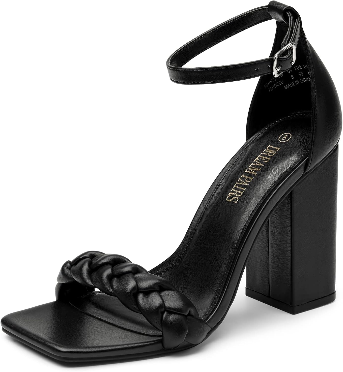 DREAM PAIRS Women's Braided Open Toe Ankle Strap Heels