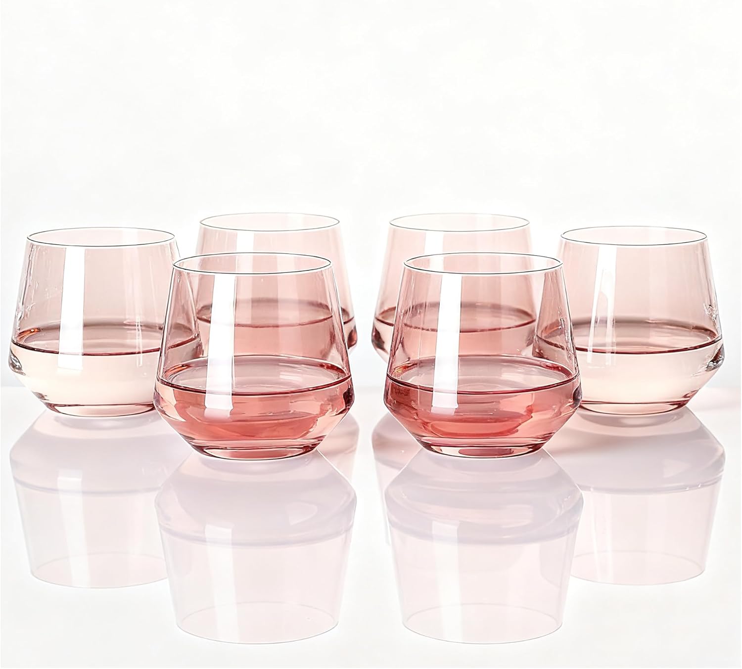 Elegant Peach Stemless Wine Glasses Set of 6 for Any Occasion