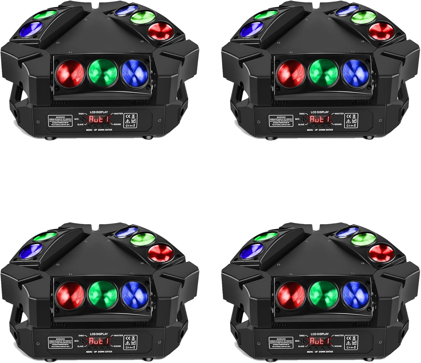 4-Pack Spider Moving Head Lights for DJ and Party Events